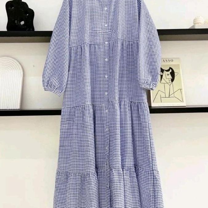 Alea Dress Gagil/Ninos Kain Premium - Baju Maxi Dewasa Warna Biru dan Hitam - Wanita, Remaja, Wudhu,