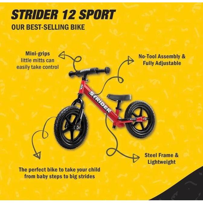 Balance Bike - Push Bike - Strider Bike 12" Sport (Free Standar)