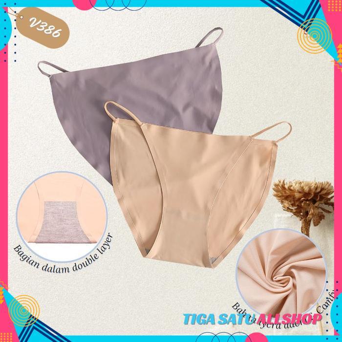 CHELYNE CELANA DALAM MINI V386 / V2813 / V388 SEAMLESS LYCRA TEBAL - MODEL TALI SPAGHETTI KUALITAS P