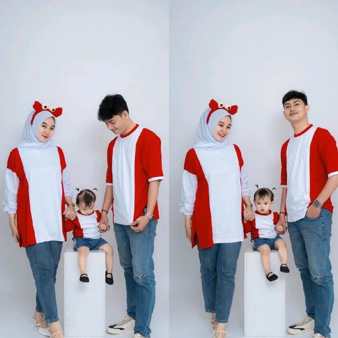 Kaos Merah putih-kaos couple agustusan-set family kemerdekaan-couple merah putih-kaos agustusan-Kaos