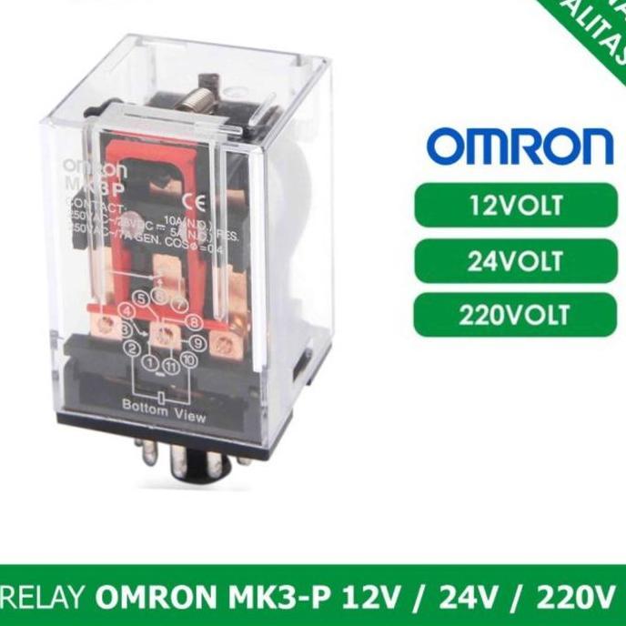 Relay + Socket Omron Mkp3P-N Voltage 12V 24V 220V 10A High Perfomance Terbatas