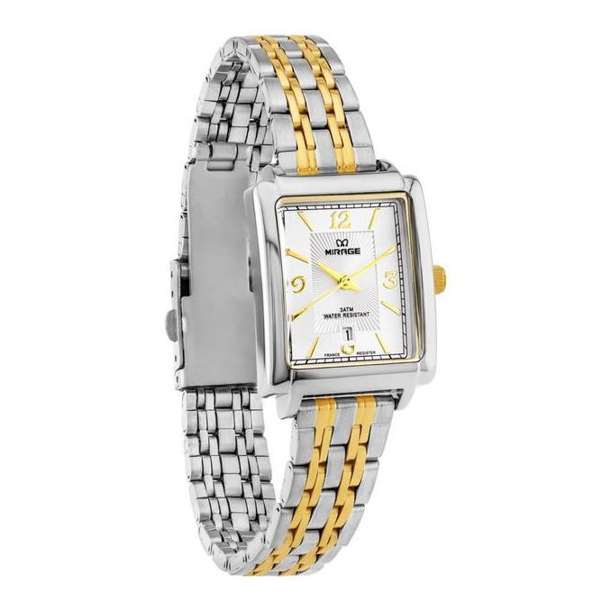 Mirage Watch - Jam Tangan Wanita Anti Air Elegant Segi Klasik Silver Gold 8836 L