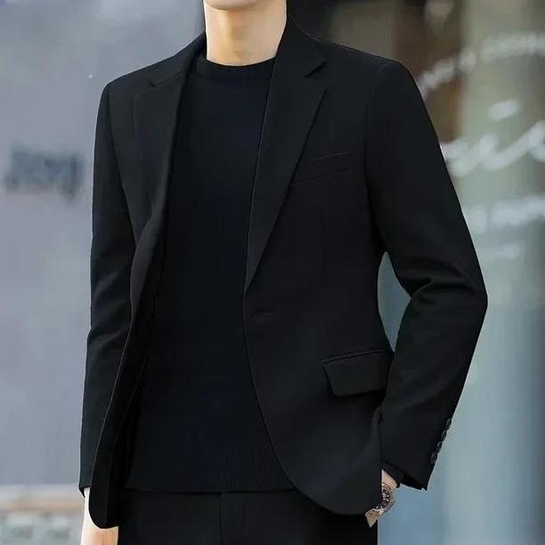 Best Jas Pria Slimfit /Jas Pria Formal /Jas Hitam Pria Bahan Jetblack High Quality