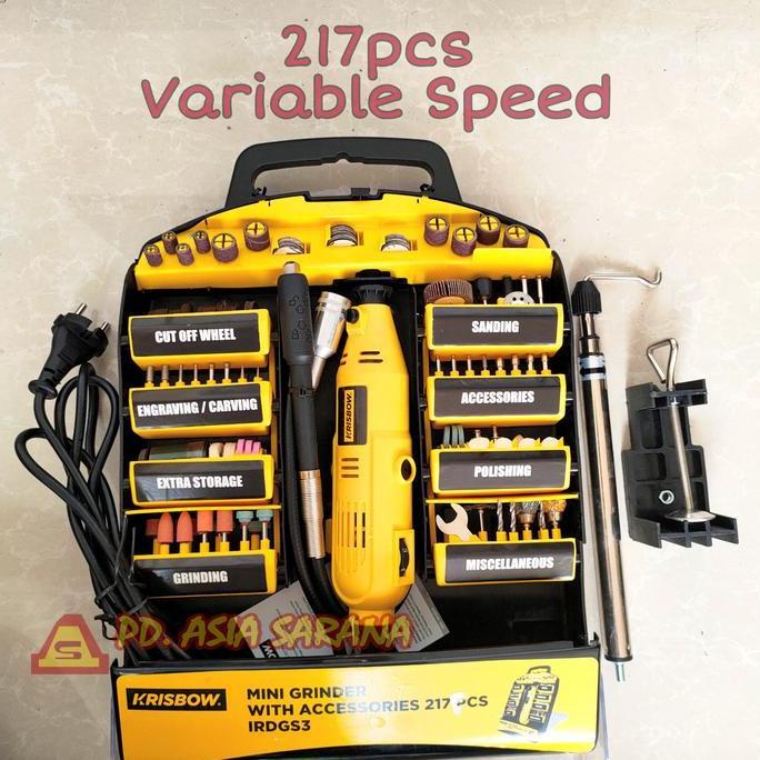 MESIN MINI DIE GRINDER TUNER SET 217 PCS KRISBOW / GERINDA BOR MINI ORIGINAL DAN TERPERCAYA