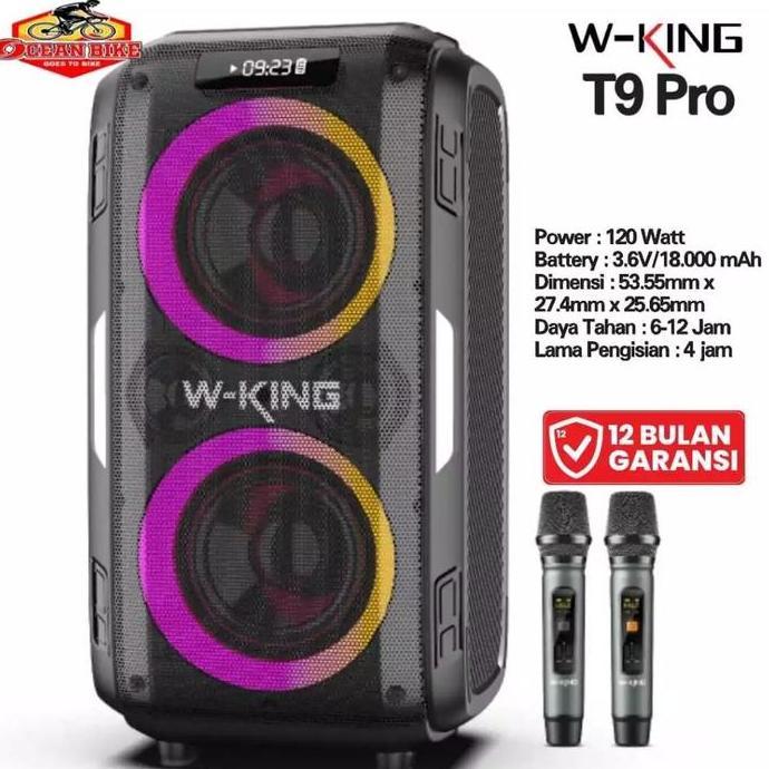 Terlaris Wking T9 Pro 2 Mic Speaker W-King Portable Wireless Bluetooth Karaoke