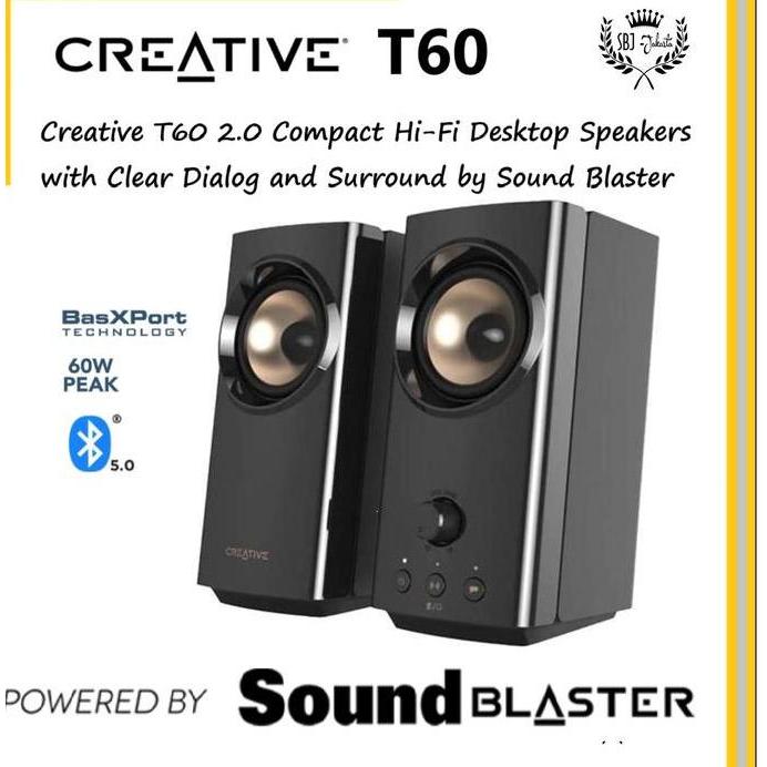 Terlaris Creative T60 Hi-Fi Desktop Speaker Clear Dialog Surround Portabel