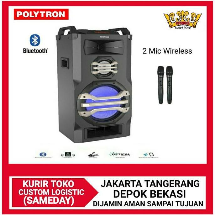 Terlaris Polytron Portable Speaker Bluetooth + Mic Wireless 2Pc Pts 12K15