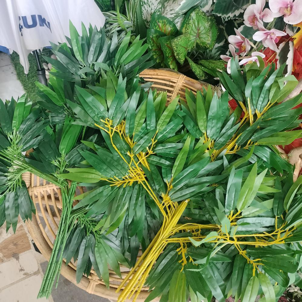 1 Lusin Daun bambu Latex/bungaArtificial/BungaHias/TanamanPlastik/ Daun Bambu Hijau/Daun Bambu kunin