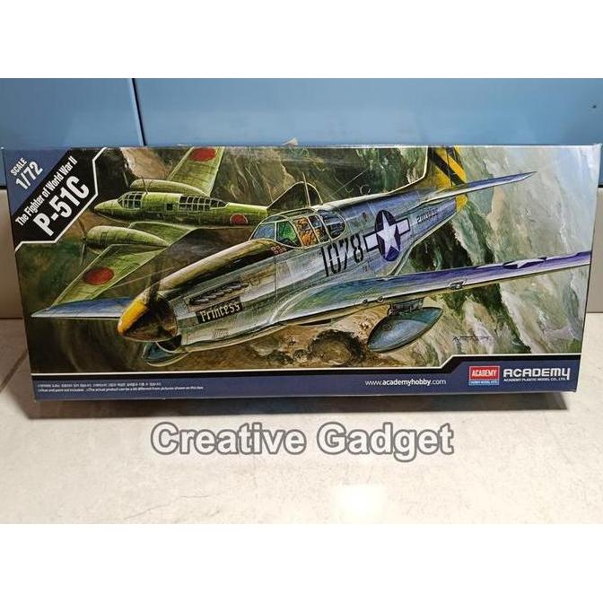 Pesawat Tempur P-51C ( P51 Mustang ) Us Fighter Aircraft Wwii - Model Kit Academy 1/72 Kode 414