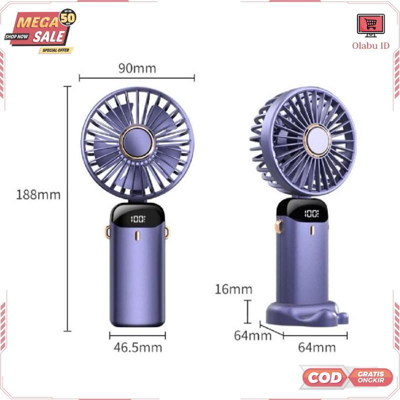 WS Kipas Angin Portable Mini USB Lipat / Kipas Portable Leher / LED Display Portable Handheld Fan 5-
