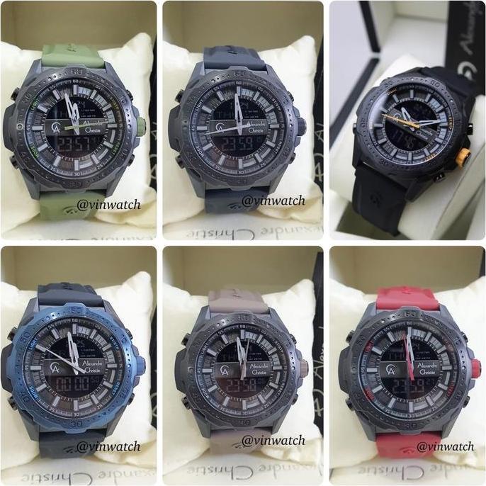 AC 9370 Jam Tangan Pria Alexandre Christie 9370 Rubber Digital Cowok Watches