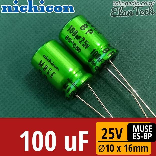 New- Elco 100uF 25V Nichicon Muse ES BP 100 uF Kapasitor Capacitor ElanTech