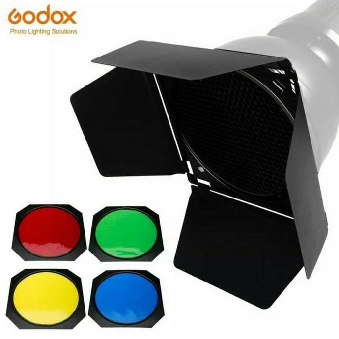 New- Godox BD-04 Barndoor Honeycomb Grid 4 color filter SL60w SL60 SK400