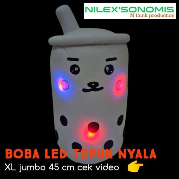 New- Boneka boba bantal boba lampu LED tepuk Jumbo 45cm SNI