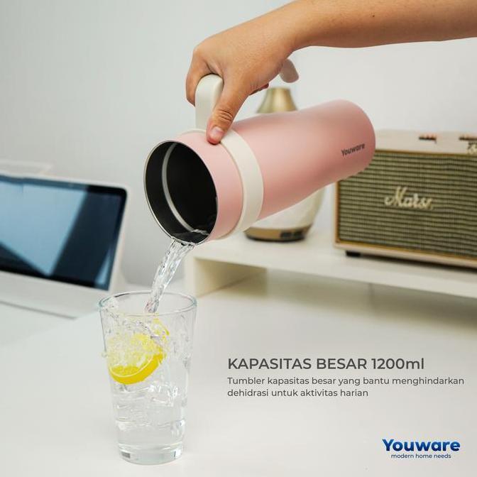 Youware - Noire Stainless Tumblr 1200 (ml) Hot and Cold BPA FREE / tumbler 1.2 Liter bisa Panas dan 