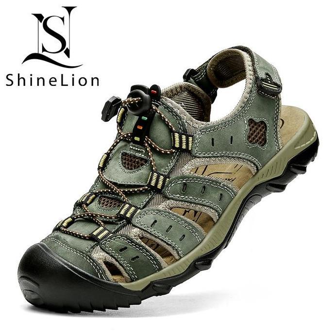 KP-2026 Sandal Kulit Pria Asli Original Tapak Karet Tebal Ringan Sandal Pria Gunung Trendy Outdoor P