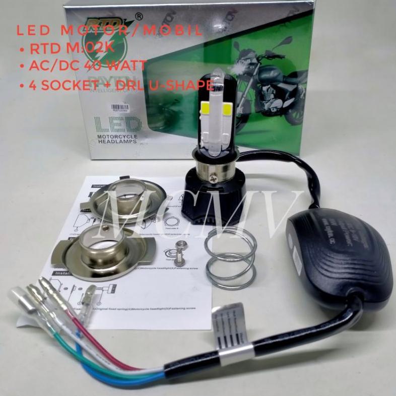 NEW BIG SALE LAMPU LED MOTOR RTD 40 watt M02K 100% ORIGINAL GARANSI AC DC + DRL KIPAS / BOHLAM LAMPU