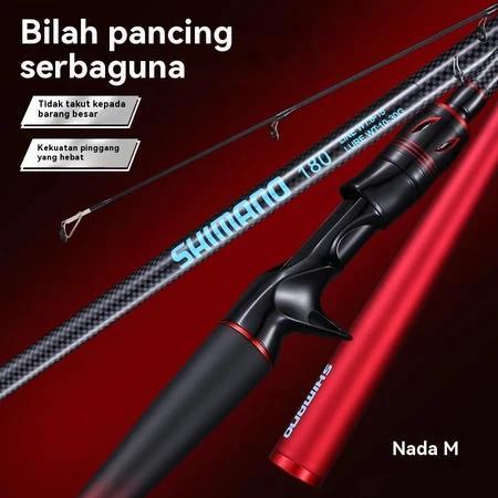 ShimanoSet Pancing Lengkap Joran 2 Bagian Portable Reel Berputar 5.2:1 Gear Ratio Serat Karbon 50Kg 