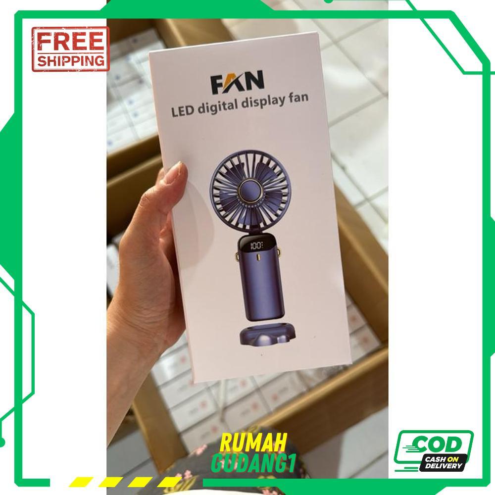 WS Kipas Angin Portable Mini USB Lipat / Kipas Portable Leher / LED Display Portable Handheld Fan 5-