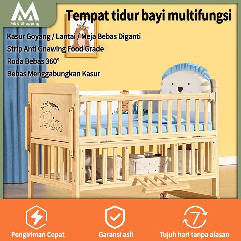 Ready StockTempat Tidur Bayi Kayu /Tempat Tidur Bayi Set Lengkap/Bok Bayi Tempat Tidu/Tempat Tidur A