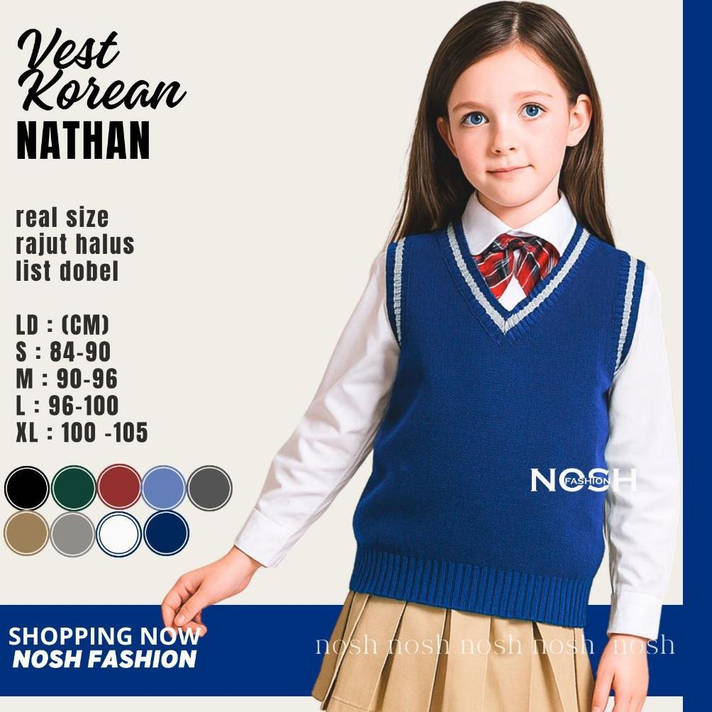 Rompi Rajut Seragam Anak Unisex Perempuan Laki Laki NOSHFashion / Vest Rajut Sekolah Gaya Korea