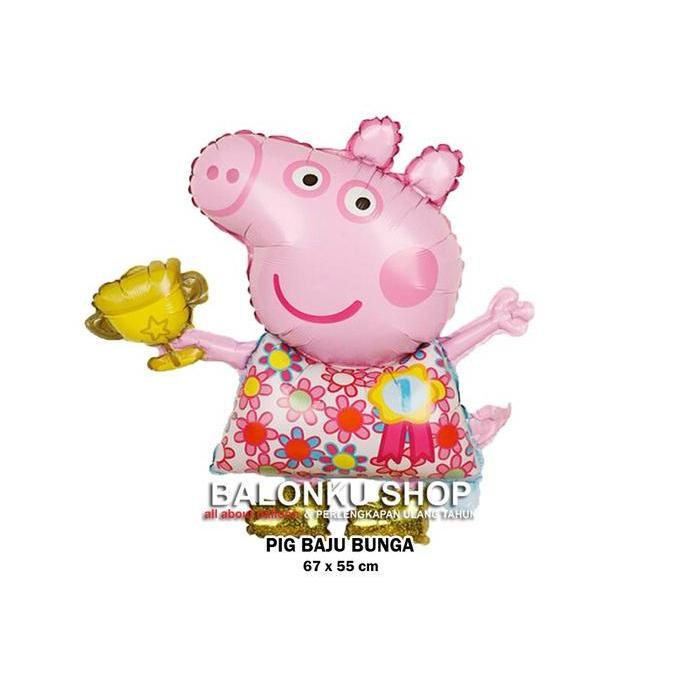 andalanMarket- Balon Foil Peppa Pig / Balon Peppa Pig Baju Bunga / Balon Peppa Pig