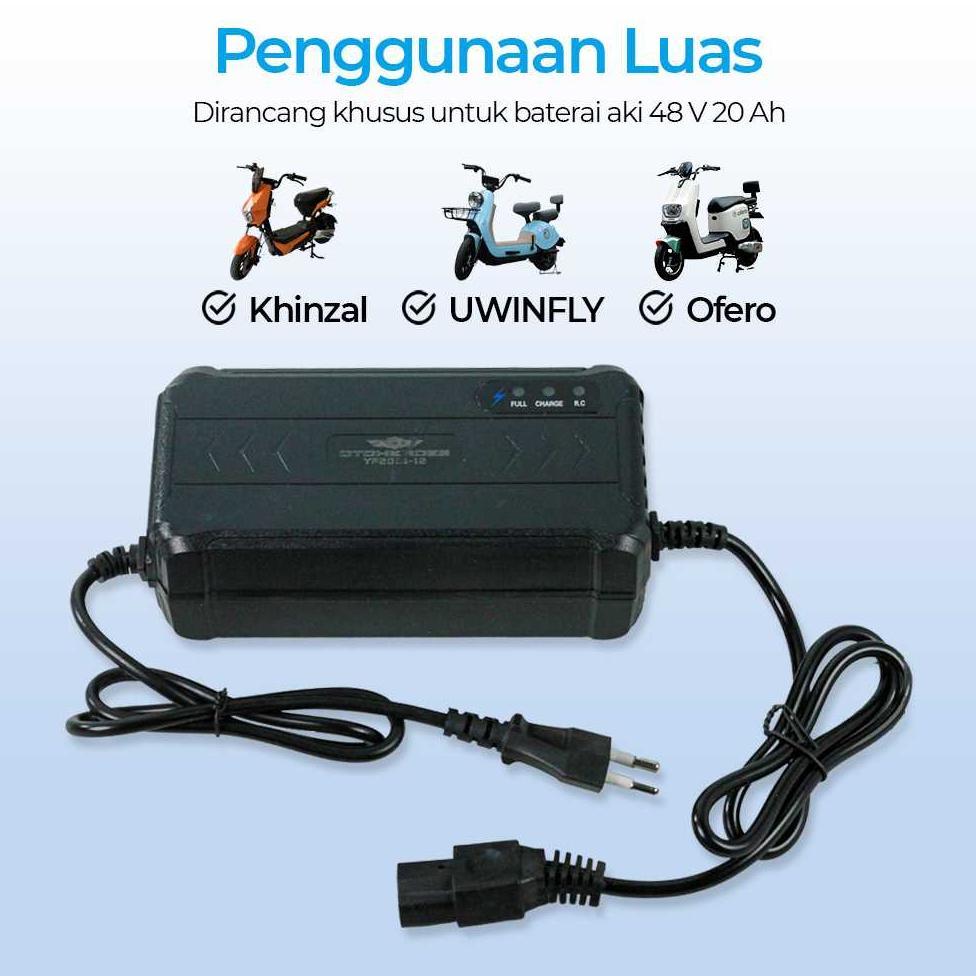 Cuci Gudang Alat Charger Baterai Aki Motor Skuter Elektrik 48V 20Ah Ledd / Charger Batterai Sepeda L