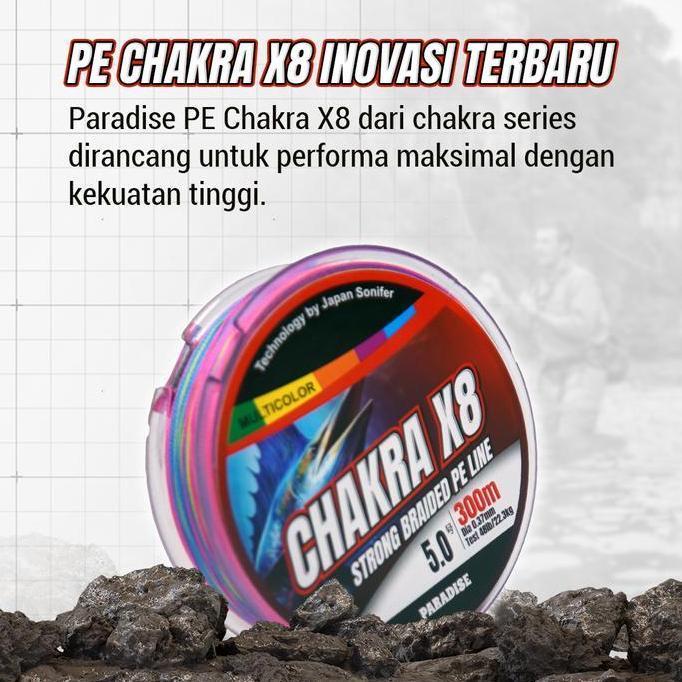 Paradise Senar PE Chakra X8 150M-300M Multi Color Senar Pancing Joran Kuat Anti Kusut Super Halus & 