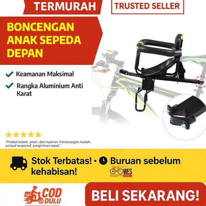 Promo Boncengan Anak Sepeda Depan MTB & Lipat dengan Sabuk, Bar Pelindung & Rangka Aluminium Anti Ka