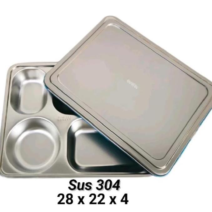 Lunch box stainless sekat 5 / lunch box plus tutup / kotak makan sekat