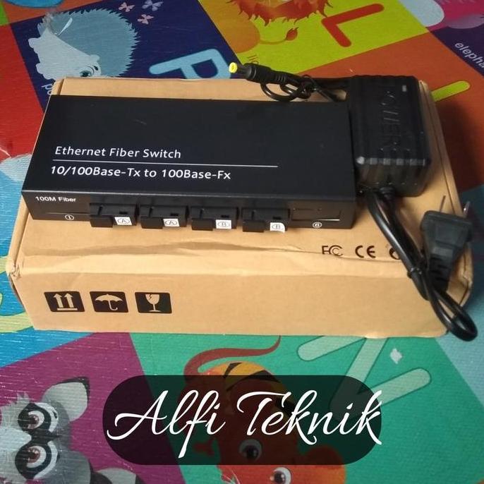 Converter 4 Port Fiber Optik 2 Port LAN