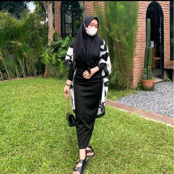 Promo Outer Scarf Premiun Motif Zebra Hitam Muslim Cardigan Voal Wanita Original