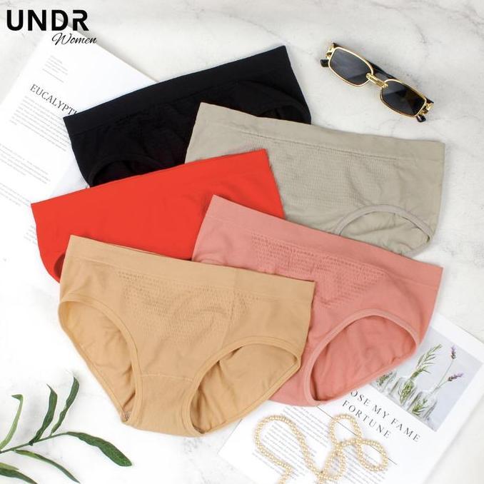 Murah UNDR CD Wanita Super Lembut Lentur Nylon Lapis Katun Bahan Premium Midi Midwaist Mid High Sepi