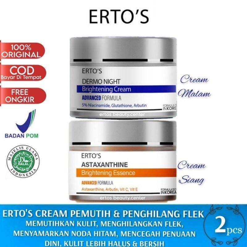 Ertos Paket Cream Whitening Flek 2In1 (Astaxanthine & Dermo Night) Krim Siang Dan Krim Malam