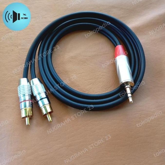 Kabel Jack 3,5mm to dua RCA Male panjang 50CM-20METER