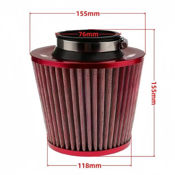 76Mm Filter Udara Mobil Universal Open Air Filter Universal Open Filter
