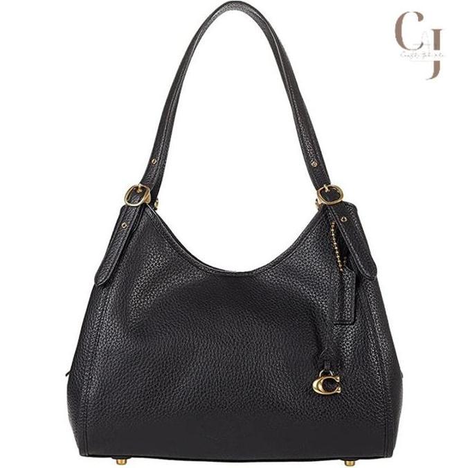 Tas Wanita Lori Soft Pebble Leather Shoulder Bag Black Full