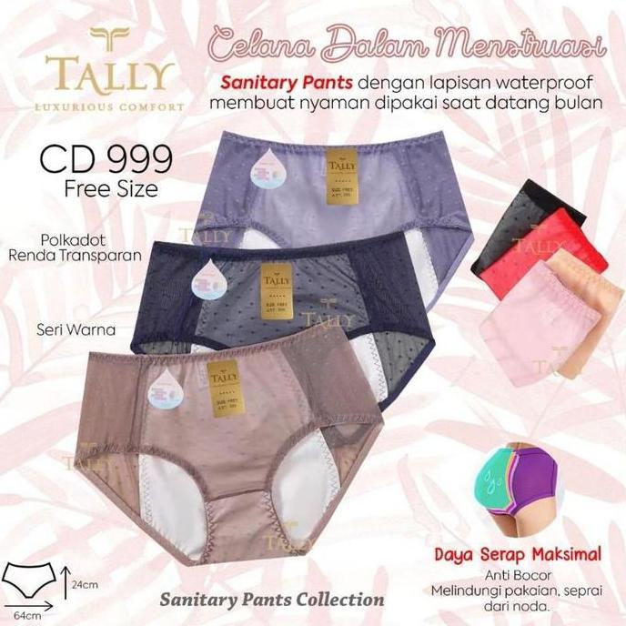 Murah Tally Cd Celana Dalam Haid Menstruasi 999 | Fit Xl | Bahan Renda Non COD