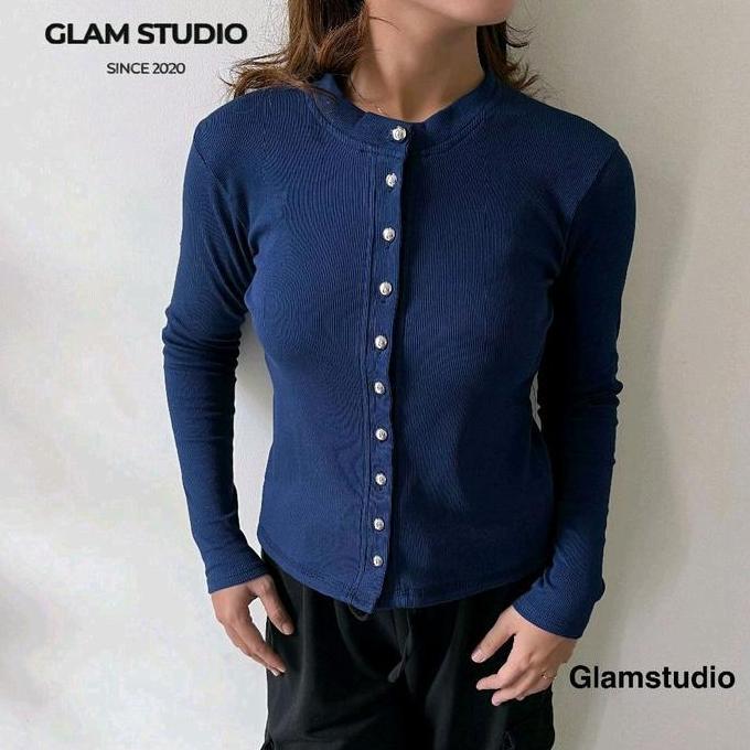 Grosir Glamstudio Crop Top Lengan Panjang Baju Wanita Oversize Basic Kaos Rib Premium Tebal Halus ( 