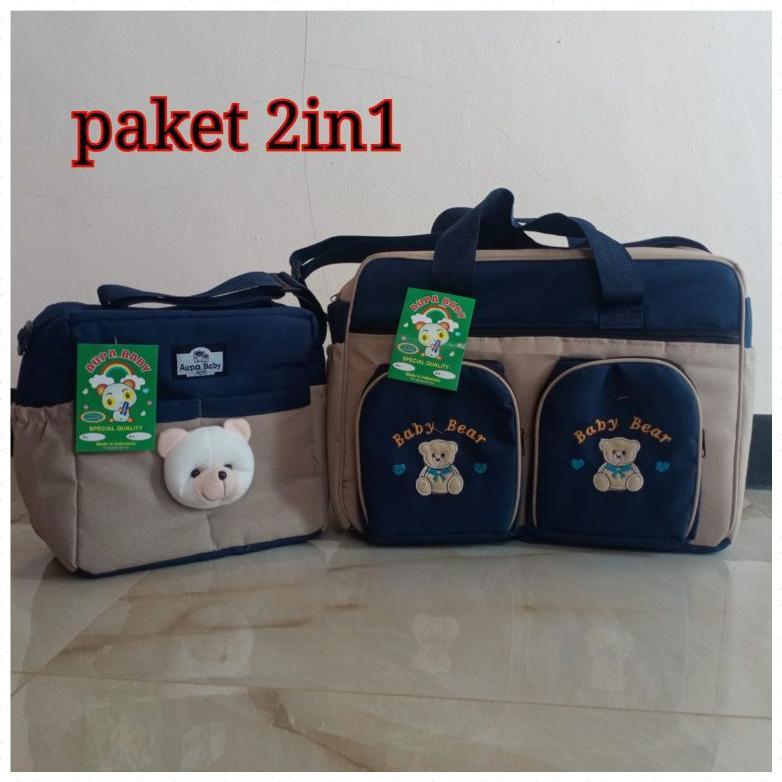 hot paket tas bayi besar dobel saku gratis tas boneka beruang