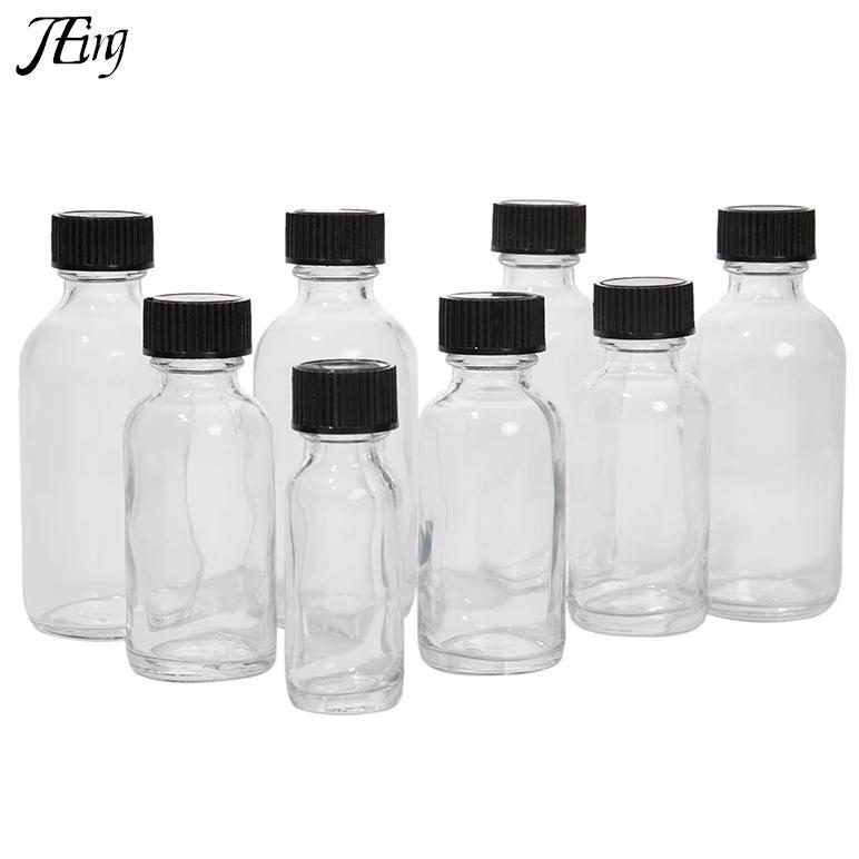 6pcs Small Clear Glass Bottles With Lids Glass Containers Round Sample Bottles For Juice, Oils, Ging