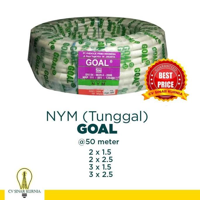 TERMURAH - Kabel Listrik Tunggal NYM 2x1,5 2x1.5 50M GOAL| GOAL Kabel NYM | SNI