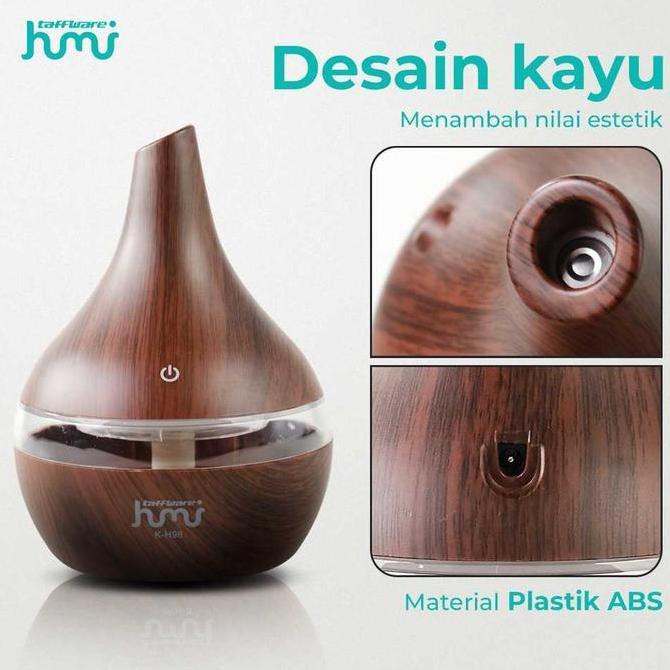 BEAM Taffware HUMI Air Humidifier Ultrasonic Pelembab Udara Ruangan Motif Wood Grain 300ml - K-H98