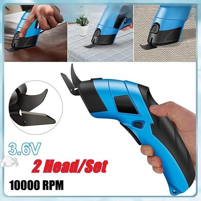 WODRUFT 3.6v/2000mah Gunting Elektrik Pemotong Kain Portabel Elektrik Kepala Pemotong Kain Tergantik
