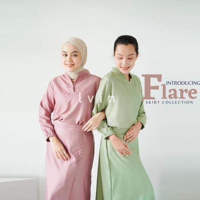Terpopuler- [ Lvin ] Flare Skirt  Scrubs - Vol 01 -  Baju Oka Rok Mandarin Collar Lengan Panjang / B
