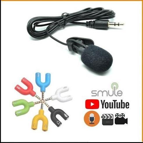 PAKET YOUTUBER VLOGGER SMULE REKAMAN MICROPHONE MIC CLIP ON AUDIO SPLITTER VOICE RECORDER