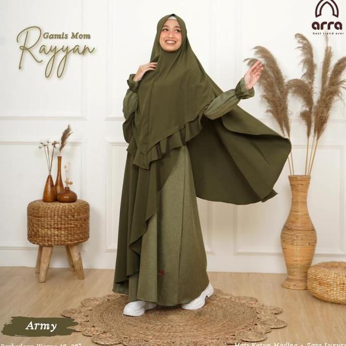 New- Baju Sarimbit Couple Keluarga Gamis Koko Arra Rayyan Army Premium