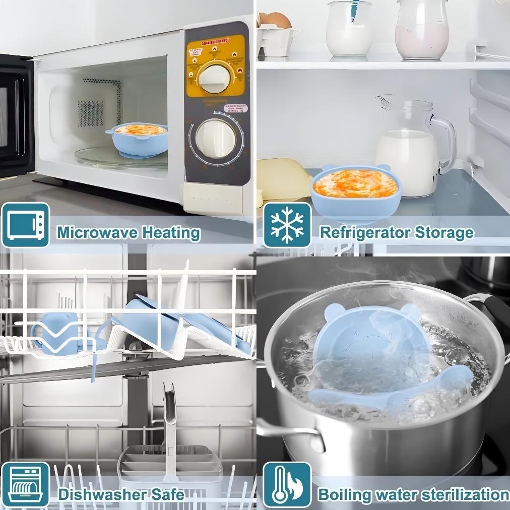 TERBARU COOKGLORY SET PIRING MAKAN BAYI SILIKON - PIRING SILIKON BEBAS BPA & SET MAKAN PENTING