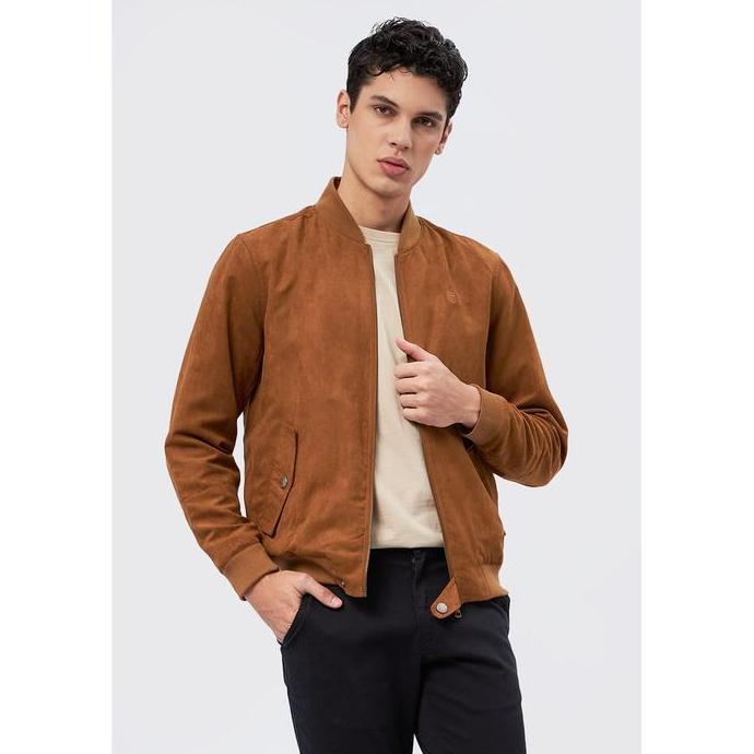 Demode_21 - WOOD Regular Fit Bomber Jacket Almond 2-JKXLXC224L99 | Jaket Bomber Pria Premium