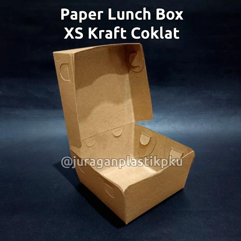 hot sale cuci gudang ( 100 pcs ) paper lunch box xs kraft laminasi 8x8x5 cm | kotak dus box coklat m